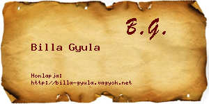 Billa Gyula névjegykártya